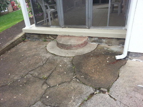 Broken Poured Concrete Patio, How To Fix Uneven Concrete Patio