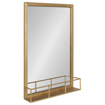 Jackson Metal Frame Mirror with Shelf, Gold 20x30