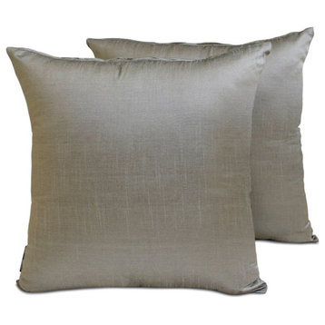 Art Silk 14"x24" Lumbar Pillow Cover Set of 2 Plain, Solid - Taupe Gray Luxury