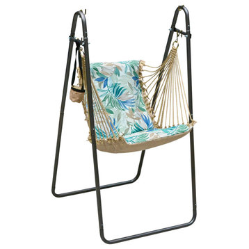 Soft Comfort Swing Chair and Stand, Blue, Floral