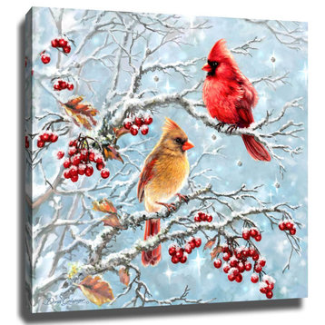 "Winter Cardinals" Pizazz Print with Dazzling Crystals