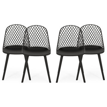 Lily Outdoor Dining Chair, Set of 4, Black