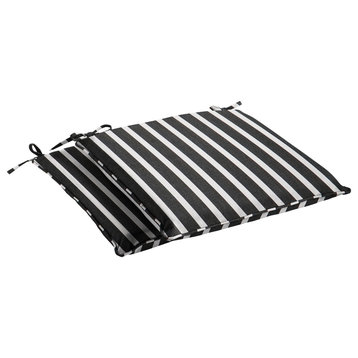 Black and White Stripe Corded Outdoor Chair Pad Set, 17x17