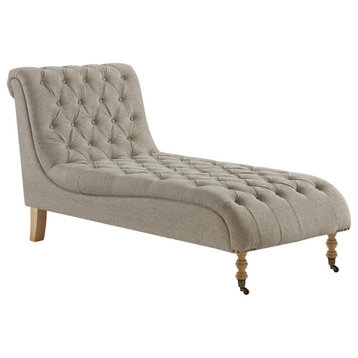 Rustic Manor Umar Chair, Button Tufted, Linen, Taupe
