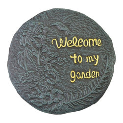 Import Wholesales - Cast Iron Yard And Garden Stepping Stone, Welcome To My Garden, Hummingbird - Landscaping Stones And Pavers