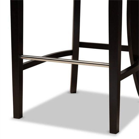 Baxton Studio Aldon Beige and Dark Brown Finished Wood 2-Piece Bar Stool Set