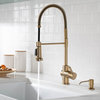 Britt Commercial Style 3-Function Pull-Down 1-Handle 1-Hole Kitchen Faucet, Brushed Gold