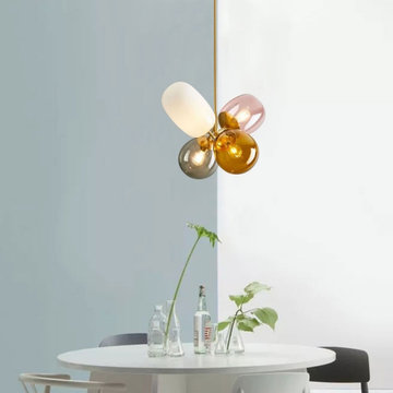 $179.99 Modern Lovely 4-Light Chandelier Colorful Glass Balloon Ceiling Light fo