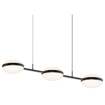Pillows 3-Light Linear Pendant With 20" Adjustable Cord/Cable, Satin Black