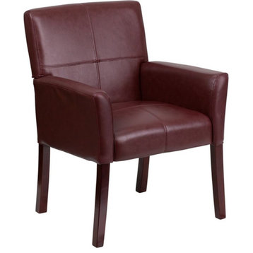 Flash Furniture Leather Executive Side Guest Chair in Burgundy and Mahogany