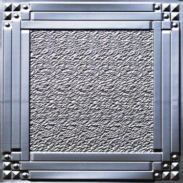 24"x24" D209 PVC Faux Tin Ceiling Tiles, Set of 6, Silver