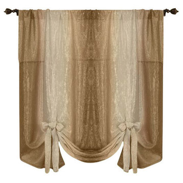 Ombre Window Curtain Tie Up Shade, 50"x63", Sandstone