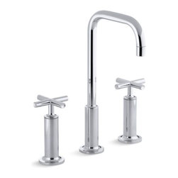 Kohler - Kohler Purist Widespread Bathroom Faucet w/ High Cross Handles, Polished Chrome - Bathroom Sink Faucets