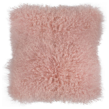 Lamb Fur Pillow 16x16", Feather Fill