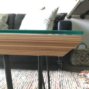 Midcentury Modern Walnut Coffee Table with Hairpin Legs and Russian Ply Siding