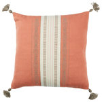 Jaipur Living - Jaipur Living Maikham Tribal Coral/Cream Down Pillow 18" Square - Handmade by weavers in Nagaland, India, the Nagaland collection showcases the traditional loin-loom techniques of the indigenous tribes of the region. The artisan-made Maikham throw pillow effortlessly combines heritage-rich tribal and stripe patterns with a coral, cream, and taupe colorway for a stunning statement in any space. Crafted of soft, finely woven cotton, this pillow brings the global art of Naga textiles to the modern home.