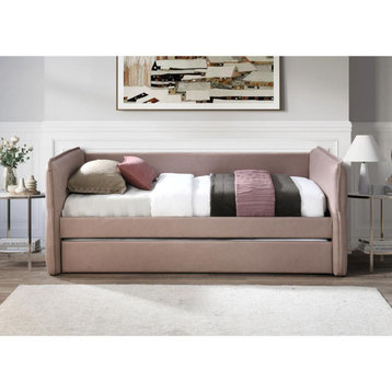 Trina Uph Twin Trundle Bed-Dusty Rose