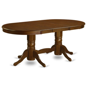 Vat-Esp-Tp Oval Double Pedestal Dining Table-A 17Inch Butterfly Leaf In Espresso