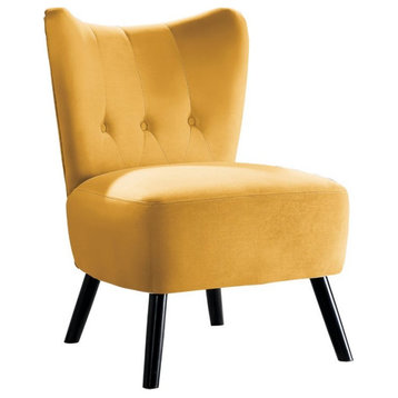 Lexicon Imani Velvet Upholstered Accent Chair in Yellow