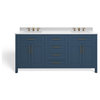 Oswald Bath Vanity, Midnight Blue, 72" Double Sink, Freestanding, Without Mirror