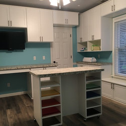 Custom Craft Room with Rolling Island - Storage Cabinets