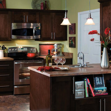 Simple craftsman styling in rich mocha tones adds a traditional look with just a