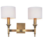 Maxim Lighting - Maxim 22379OMNAB 2-Light Wall Sconce Fairmont Natural Aged Brass - Arched channels of metal finished in your choice of Natural Aged Brass or Polished Nickel, form this minimalistic approach to traditional lighting. Oatmeal fabric shades adorn the top of metal candle covers that give this collection a tailored look.