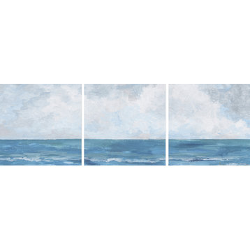 Happy by the Sea Triptych, Set of 3, 32x32 Panels