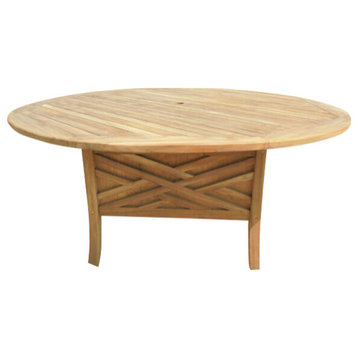 Grade A Teak Chippendale 54' Round Pedestal Table, Seats 6
