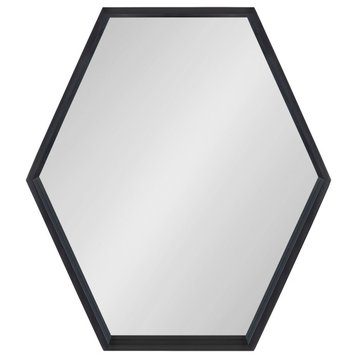 Travis Hexagon Framed Wall Mirror, Black 26x30