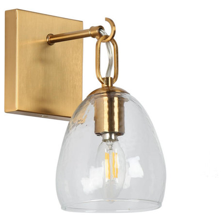 LNC Polished Gold Modern Textured-Glass Bell Wall Sconce, 1 Light