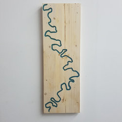 Mapped Wall Art: Jordan River. - Mixed Media Art