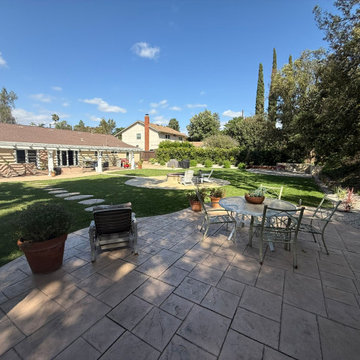 Backyard Fire Pit with Circular Concrete Patio & Open Lawn | Thousand Oaks Desig