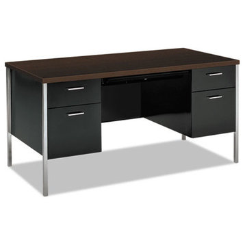 34000 Series Double Pedestal Desk, 60Wx30Dx29 1/2H, Mocha/Black