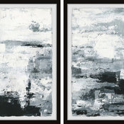 Black and White Smudges II Diptych, 24"x18"