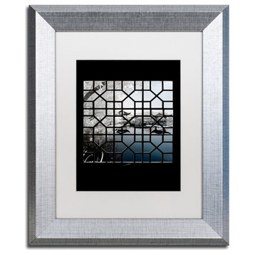Philippe Hugonnard 'Navy Blue ' Art, Silver Frame, White Matte, 14"x11"
