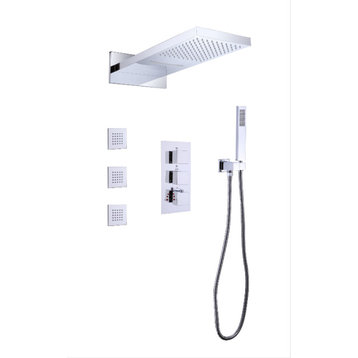 Luxury Complete Shower System With Rough-In Valve, Chrome