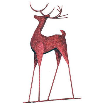 20" Red Metal Standing Reindeer, Set of 2