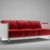 Kubo 3-Seat Sofa, Red Leather, Fumed White