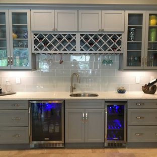 75 Beautiful Single Wall Home Bar With Recycled Glass Countertops