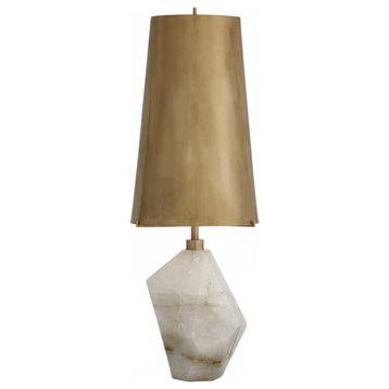 Halcyon Accent Table Lamp, 1-Light  Quartz Stone,  Brass Shade, 25"H