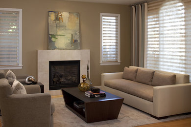 Example of a trendy bamboo floor living room design in Dallas