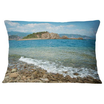 Small Isle Turkey Panorama Seashore Throw Pillow, 12"x20"