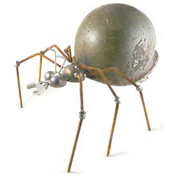 Army Ant Garden Sculpture with Military Helmet