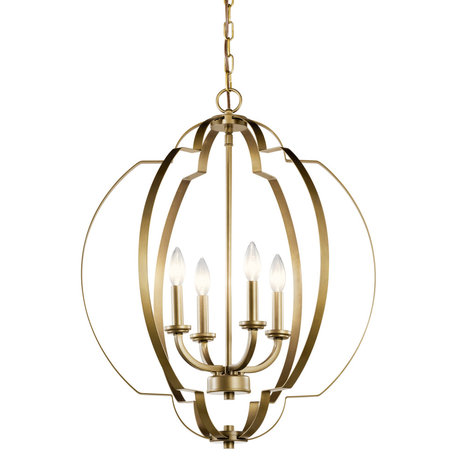 Kichler 42138 Voleta 4 Light 22"W Taper Candle Style Chandelier - Natural Brass