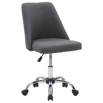 Pemberly Row Fabric Upholstered Armless Task Chair in Dark Gray