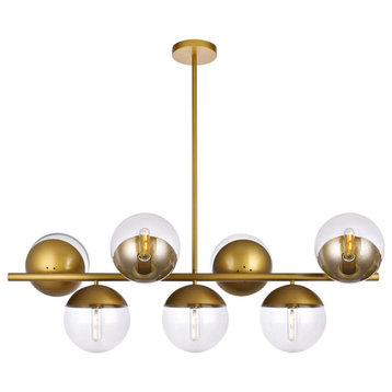 Eclipse 7-Light Pendant, Brass And Clear