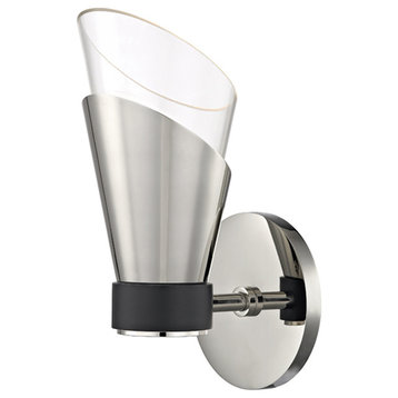 Angie 1-Light Wall Sconce, Polished Nickel/Black