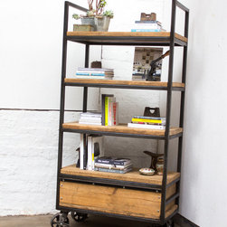 Ralph Bespoke Reclaimed Scaffolding Boards and Welded Dark Steel Box Section Fra - Bookcases