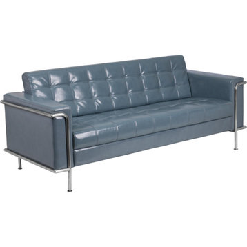 HERCULES Lesley Series Contemporary Gray LeatherSoft Sofa with Encasing Frame